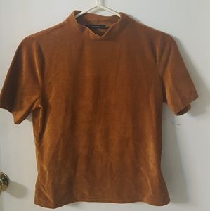 high collar velvet T shirt